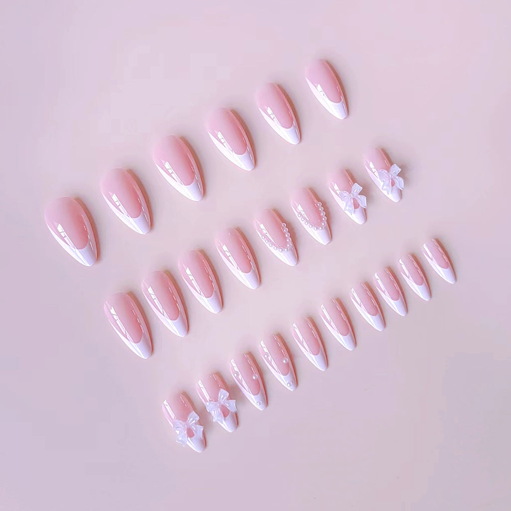 Acrylic False Nails with Rhinestone Decoration