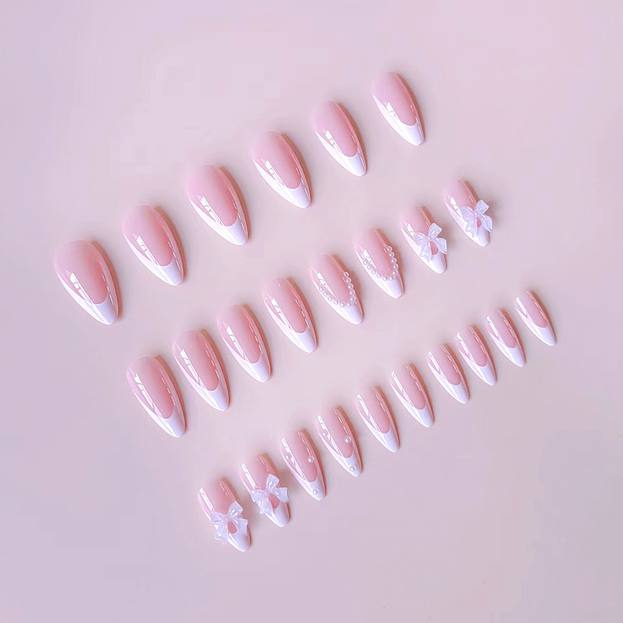 Acrylic False Nails with Rhinestone Decoration