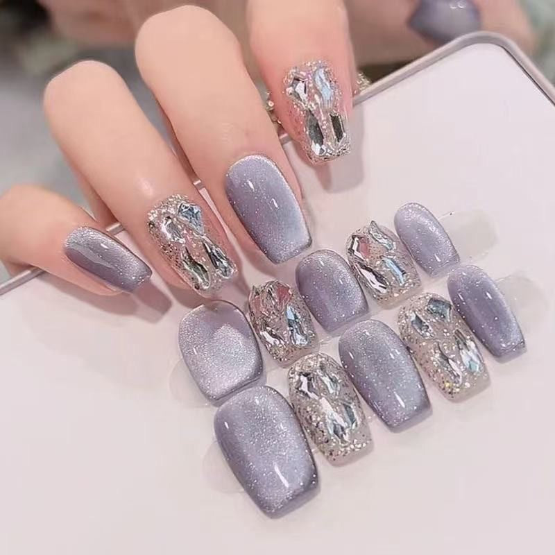 Purely Handmade Wearable Nail Stickers, Short Style, Melard Manicure, Light Luxury, High-End, Complexion-Enhancing Nail Patches