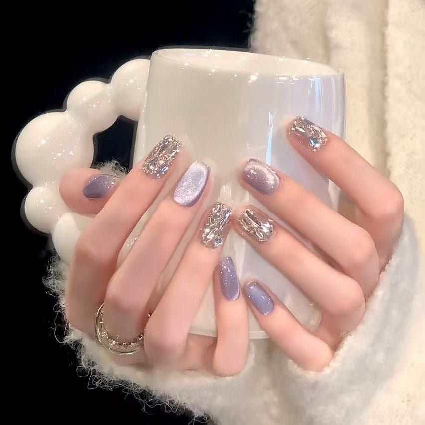 Purely Handmade Wearable Nail Stickers, Short Style, Melard Manicure, Light Luxury, High-End, Complexion-Enhancing Nail Patches