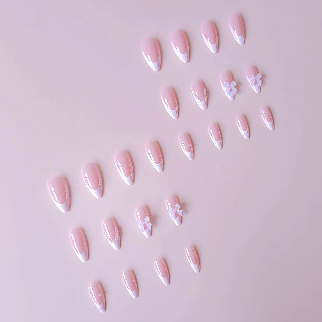 Acrylic False Nails with Rhinestone Decoration