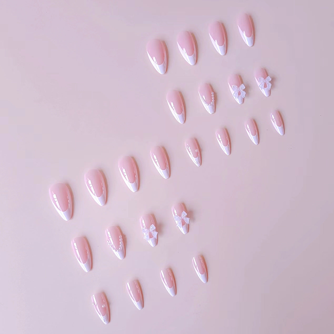 Acrylic False Nails with Rhinestone Decoration