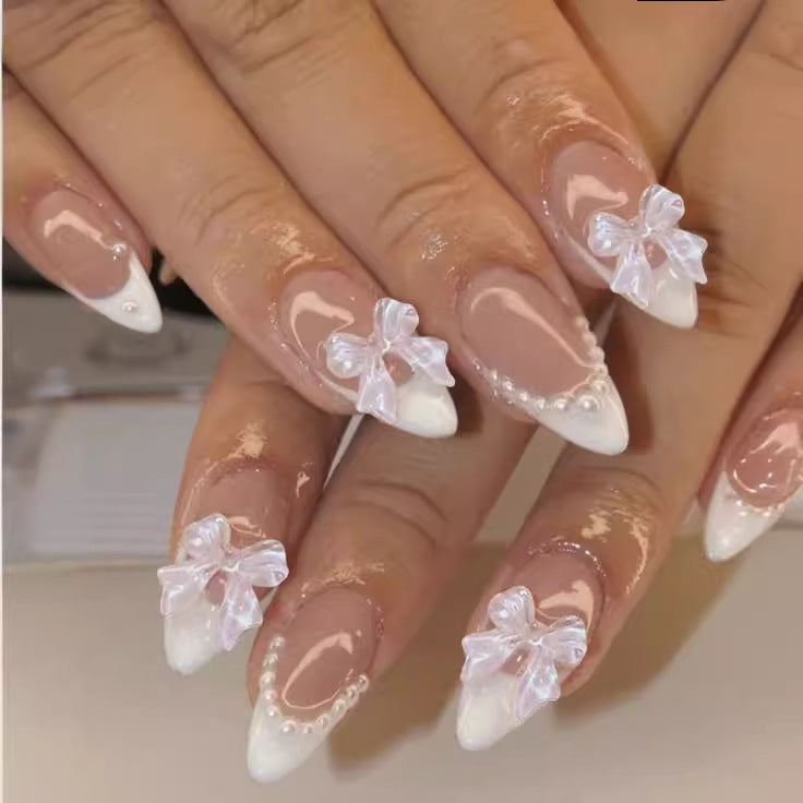 Acrylic False Nails with Rhinestone Decoration