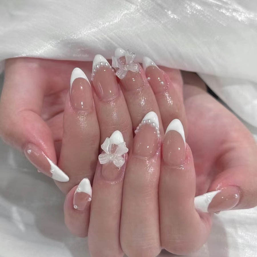 Acrylic False Nails with Rhinestone Decoration