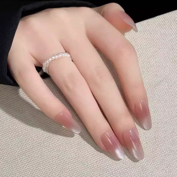 nails afordable SPAR cat's eye glass beads gentle oval hand-worn armor high quality white Joker fake nails wholesale